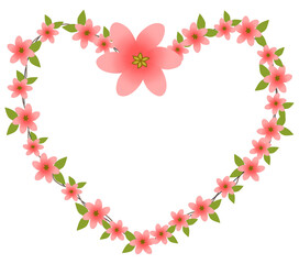 frame of flowers in heart shape