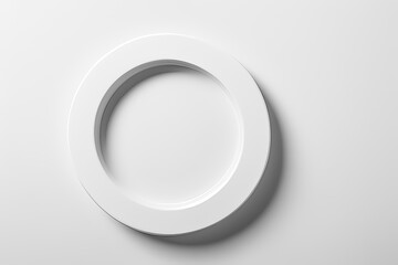 3d rendering of white round frame on white background.