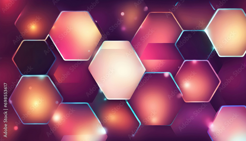 Poster abstract hexagonal pattern with luminous effects