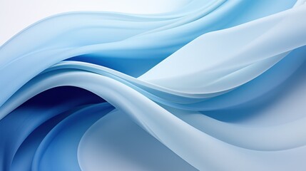 Abstract shapes in shades of blue and white twist and flow together.