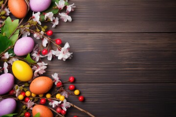 Fototapeta na wymiar Bringing Easter To Life With Vibrant Eggs And Spring Blooms