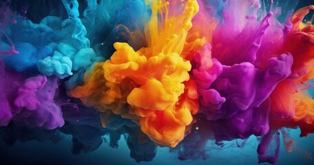 Fototapeta na wymiar Color splash digital illustration, colorful paint smoke, art concept. Generative AI