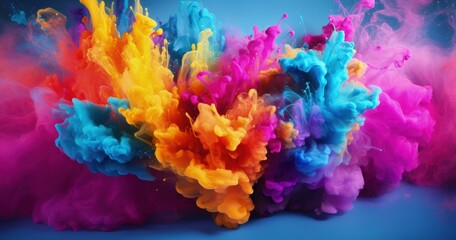 Color splash digital illustration, colorful paint smoke, art concept. Generative AI