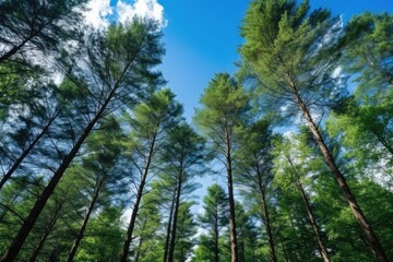 Fototapeta premium View Of Trees In The Forest Against Blue Sky