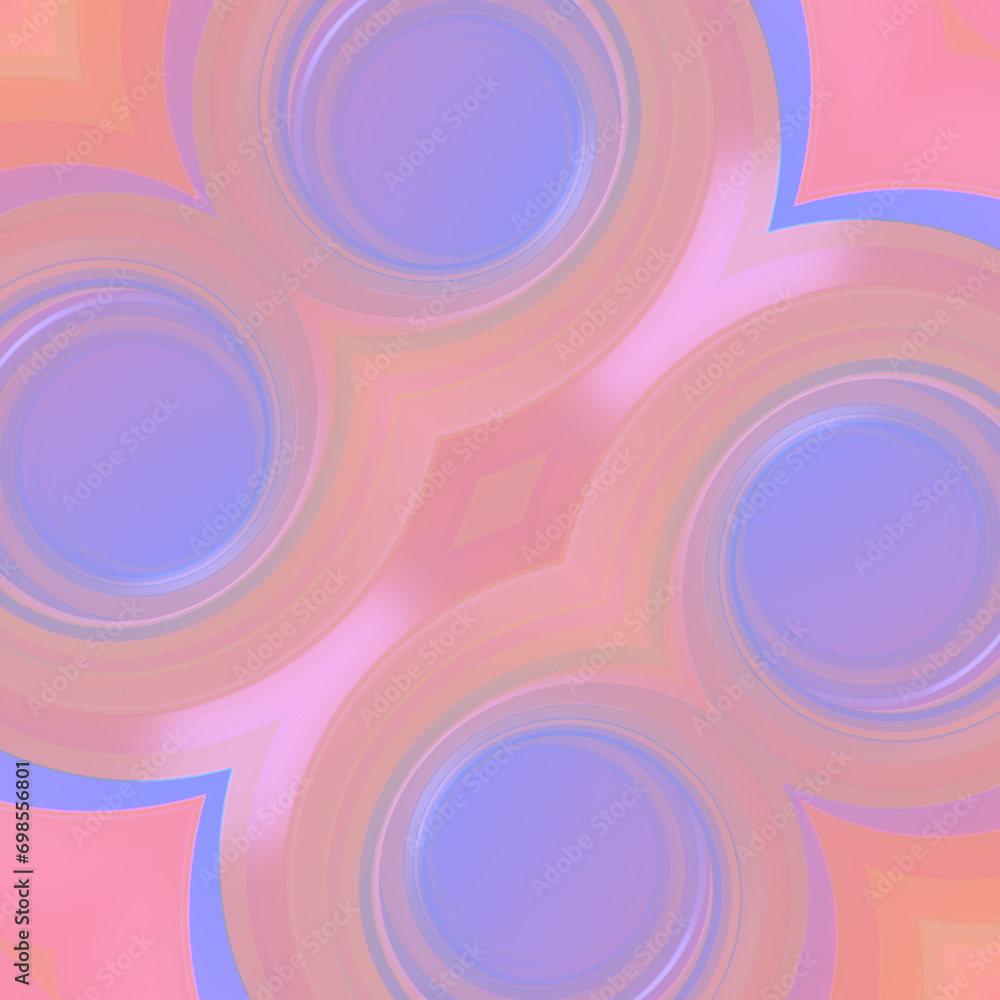 Fototapete Digital illustration of pink and blue impossible twisted shapes. 3d rendering abstract background