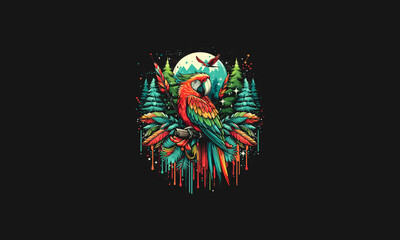 parrot on forest vector illustration artwork design