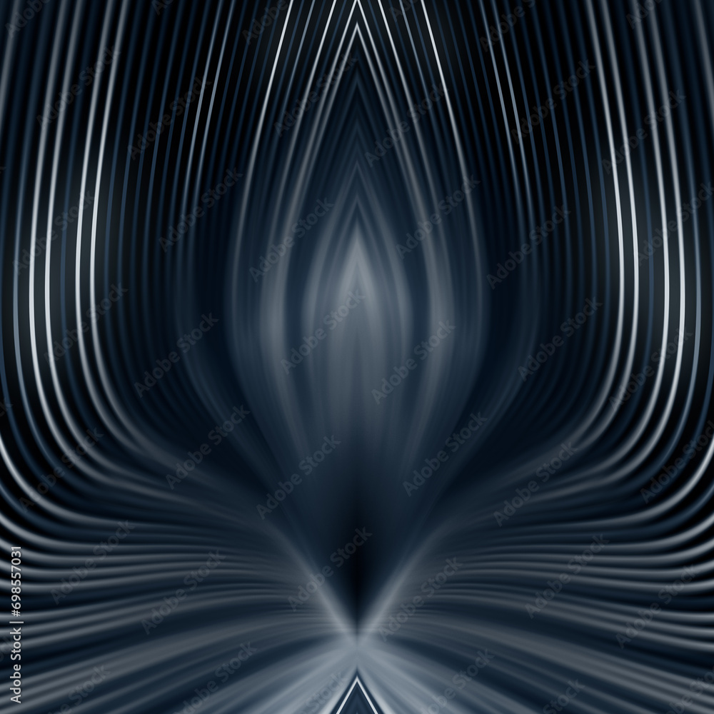 Poster close-up of a symmetrical wave pattern of curved lines in the shape of a flower. 3d rendering digita