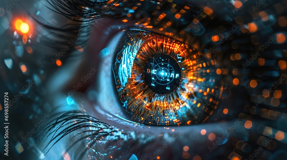 Poster eye and high-tech concept, screening big data and digital transformation technology strategy, digita