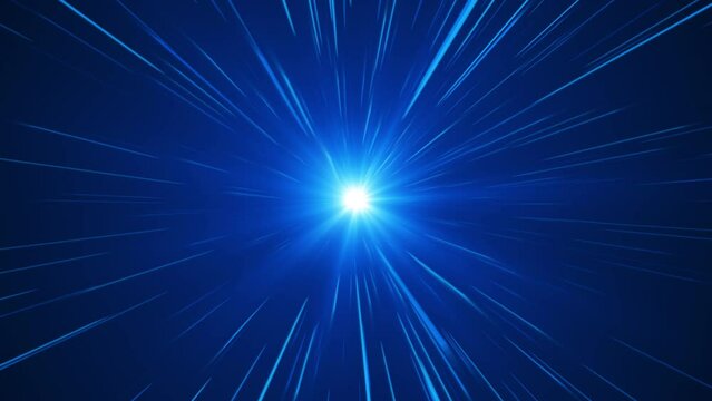 Abstract circular light speed background. Dynamic blue lines. Futuristic explosion of light. Colored rays in motion. Transfer of big data cyberspace. 3D rendering.