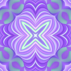 Abstract design in purple and green color scheme reminiscent of kaleidoscope pattern. 3d rendering digital illustration