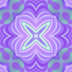 Abstract design in purple and green color scheme reminiscent of kaleidoscope pattern. 3d rendering digital illustration