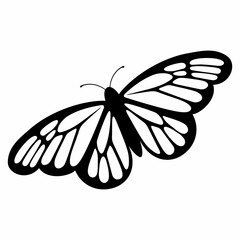 Openwork abstract silhouette of a butterfly on a white background. Vector illustration