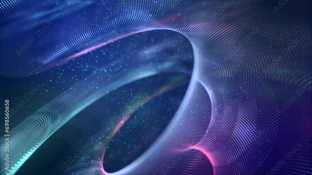 Poster surface composed of luminous particles that form a spiral structure. captivating seamless looped ani