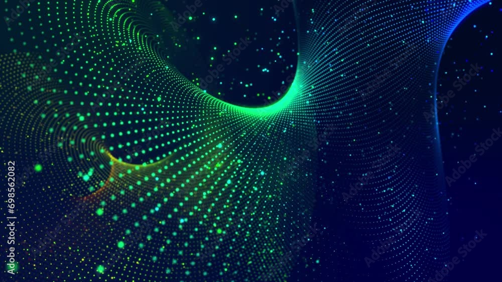 Poster surface composed of luminous particles that form a spiral structure. captivating seamless looped ani