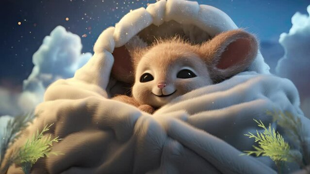 Lullabies Cute Baby Kangaroo. Best Loop Video Background For Lullabies. 4K Ultra HD Animated Looping Video Background.