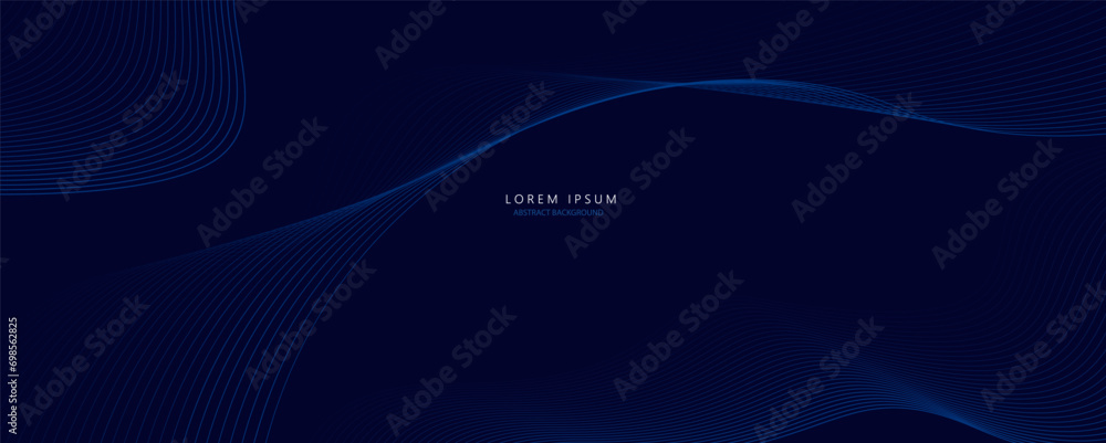 Poster abstract wave lines pattern dynamic colorful light flowing isolated on black background. vector illu