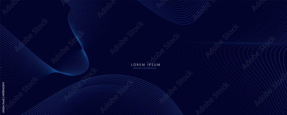 Poster abstract wave lines pattern dynamic colorful light flowing isolated on black background. vector illu