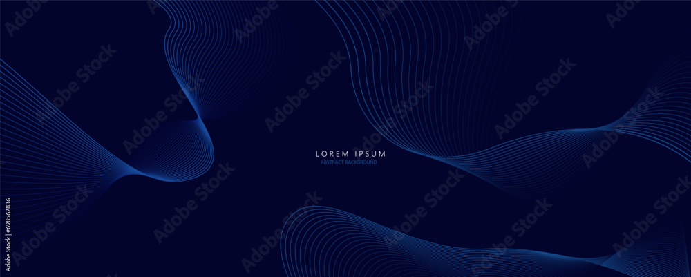 Poster abstract wave lines pattern dynamic colorful light flowing isolated on black background. vector illu