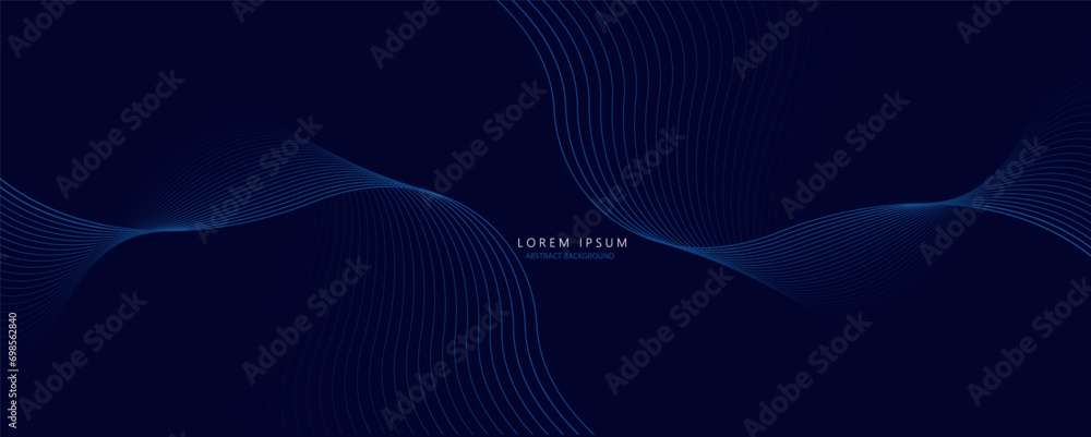 Poster abstract wave lines pattern dynamic colorful light flowing isolated on black background. vector illu