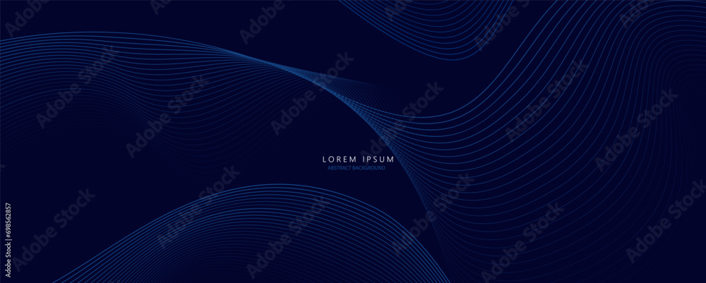 Poster abstract wave lines pattern dynamic colorful light flowing isolated on black background. vector illu