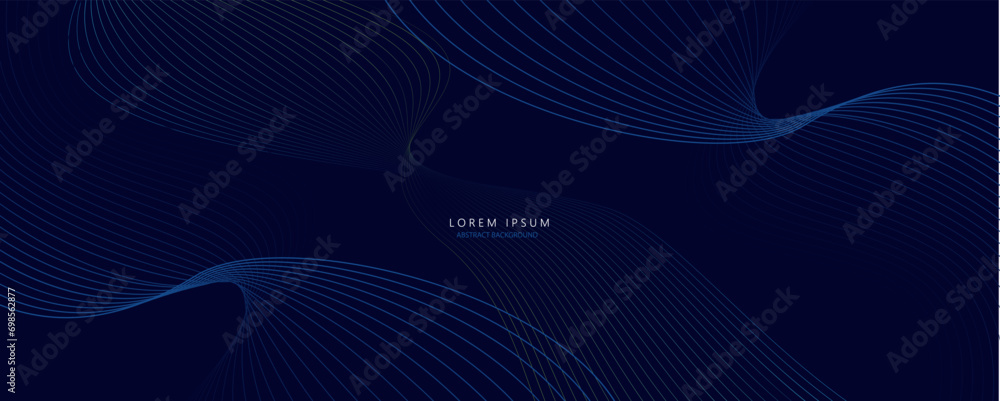 Poster abstract wave lines pattern dynamic colorful light flowing isolated on black background. vector illu