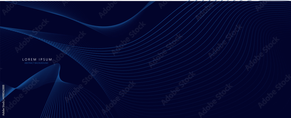 Poster abstract wave lines pattern dynamic colorful light flowing isolated on black background. vector illu