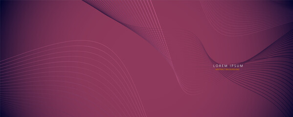 Abstract dark pink modern futuristic banner background. Glowing pink oval lines pattern design.