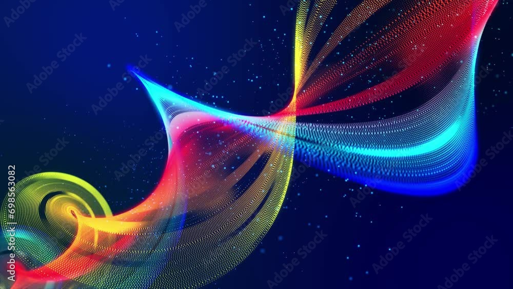 Poster surface composed of luminous particles that form a spiral structure. captivating seamless looped ani