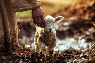 Jesus Tenderly Comforts Muddy Lamb: Inspired by Luke 15:4