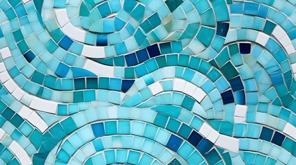 A detailed view of a seamless blue mosaic texture with varying shades and circular patterns, giving an impression of flowing water
