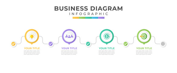 Infographic design template with icons and 4 options or steps. - obrazy, fototapety, plakaty