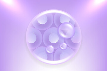 Hyaluronic acid hair and skin solutions ad, purple collagen serum drops into skin cells with cosmetic advertising background ready to use, illustration vector.	