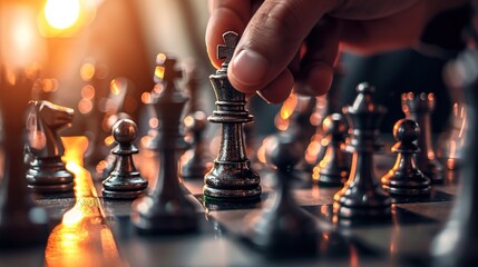 Leadership strategy or strategic planning and human resources organization risk management, Hand choose king chess fight game concept of challenge