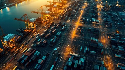 Fototapeta na wymiar Logistics and transportation, Network distribution of Container Cargo, Ui, Smart logistics, shipping, Online goods orders worldwide, Innovation future
