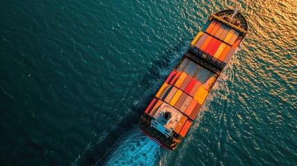 Fototapeta na wymiar Logistics and transportation of Container Cargo ship and Cargo import/export and business logistics, Shipping , Top view ,Aerial view from drone