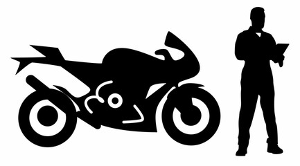 A repairman on a motorbike silhouette vector. on a white background