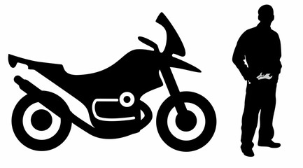 A repairman on a motorbike silhouette vector. on a white background
