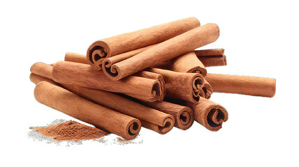 Cinnamon sticks isolated on white background. Cinnamon sticks on png transparent background.