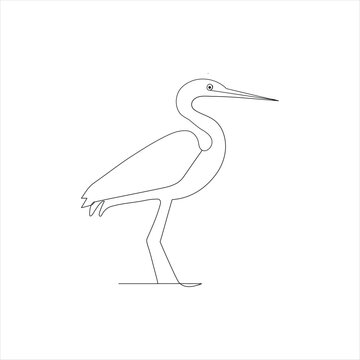 recommend clip art: heron bird Single continuous line drawing Stork bird in flight black linear sketch isolated on white background. Vector illustration
                    