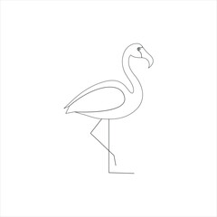 heron bird Single continuous line drawing Stork bird in flight black linear sketch isolated on white background. Vector illustration
