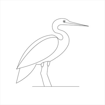 recommend clip art: heron bird Single continuous line drawing Stork bird in flight black linear sketch isolated on white background. Vector illustration
                    