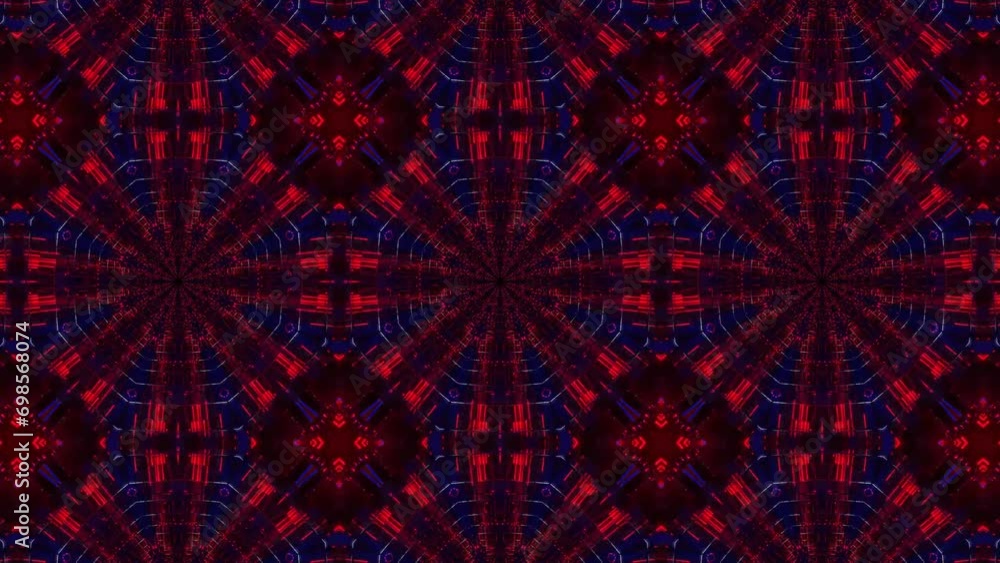 Poster animated abstract background of red and blue moving patterns. looped animation. 3d render
