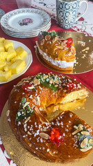 Roscón de Reyes with and without Cream. Traditional Christmas Sweet in Spain