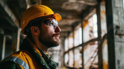 Portrait of an attractive worker on a construction site