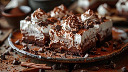 Hot chocolate lasagna, no-bake layered dessert.