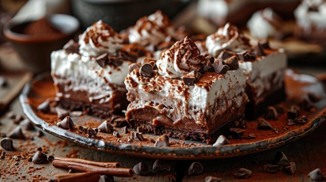 Hot chocolate lasagna, no-bake layered dessert.