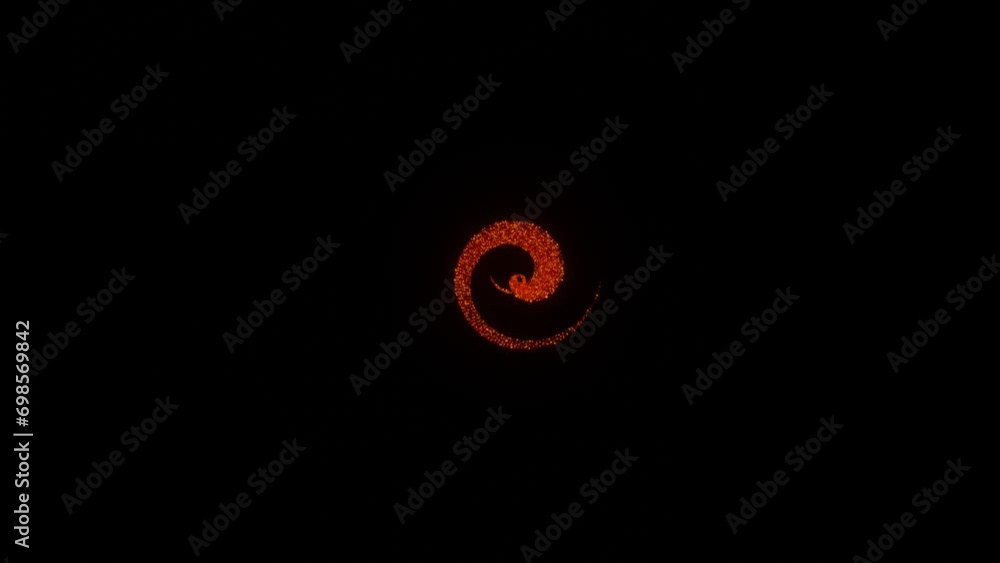 Poster blinking and glowing red-orange particles move chaotically on a black background. looped animation. 