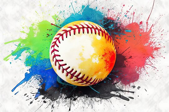 baseball illustration splash color background