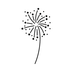 Dandelion flower silhouettes. Spring season blooming blowball flowers doodles vector illustration. Dandelion fluffy nature silhouette