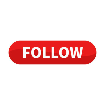 Follow Button In Red Rounded Rectangle Shape For Subscription Recruitment Promotion Business Marketing Social Media Information
